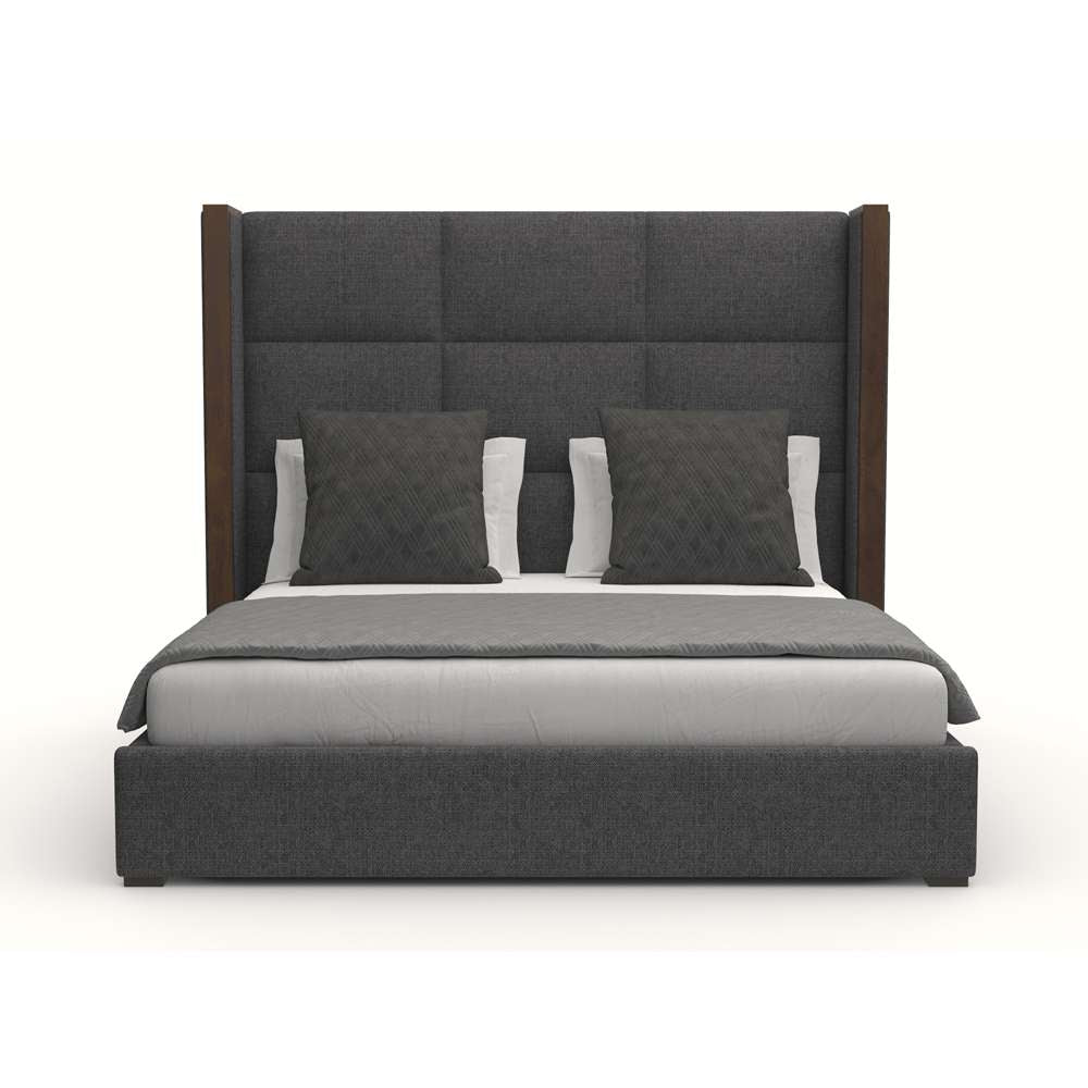 Nativa Interiors - Irenne Square Tufted Upholstered Medium California King Charcoal Bed - BED-IRENNE-SQ-MID-CA-PF-CHARCOAL veiw 1