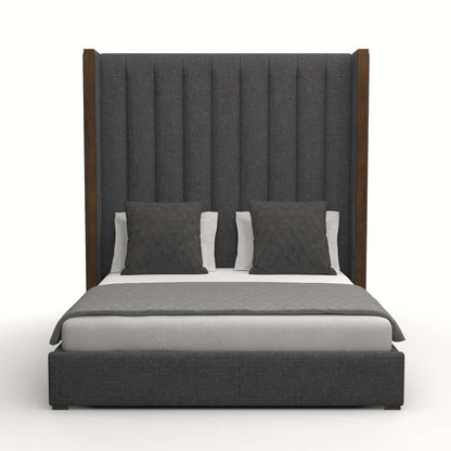 Nativa Interiors - Irenne Vertical Channel Tufted Upholstered High California King Charcoal Bed - BED-IRENNE-VC-HI-CA-PF-CHARCOAL veiw 1