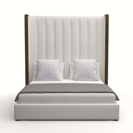 Nativa Interiors - Irenne Vertical Channel Tufted Upholstered High Height California King Off White Bed - BED-IRENNE-VC-HI-CA-PF-WHITE veiw 1