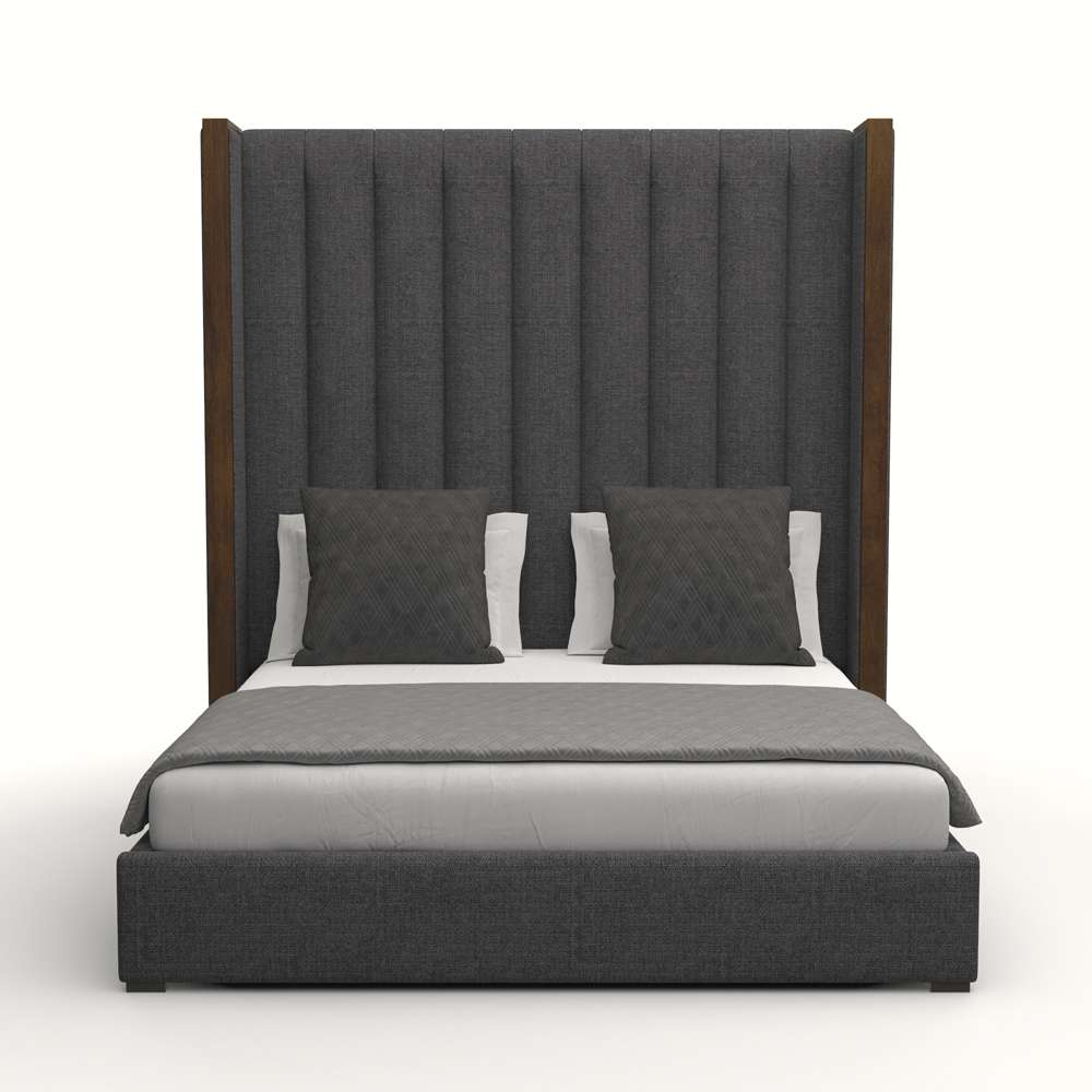 Nativa Interiors - Irenne Vertical Channel Tufted Upholstered High King Charcoal Bed - BED-IRENNE-VC-HI-KN-PF-CHARCOAL veiw 1