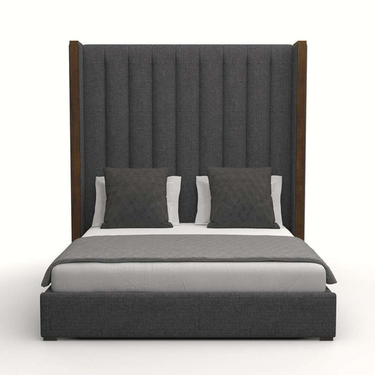 Nativa Interiors - Irenne Vertical Channel Tufted Upholstered High King Charcoal Bed - BED-IRENNE-VC-HI-KN-PF-CHARCOAL veiw 1