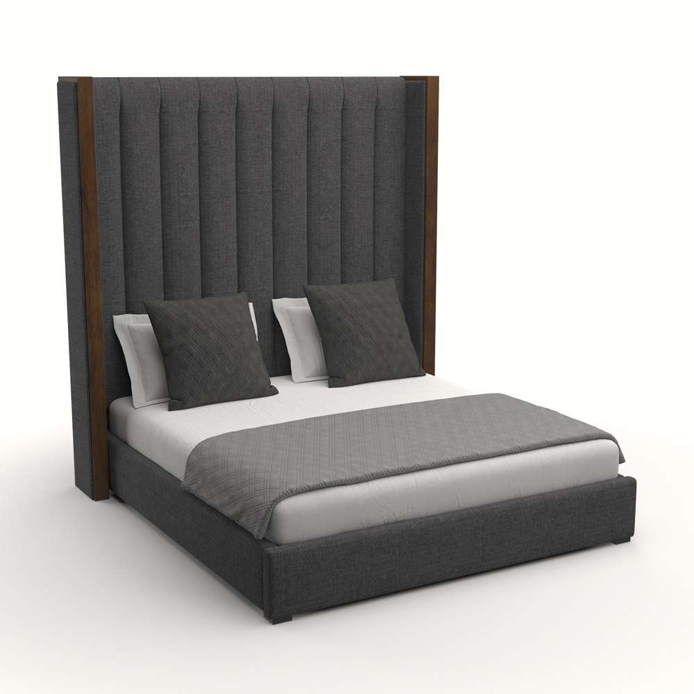 Nativa Interiors - Irenne Vertical Channel Tufted Upholstered High King Charcoal Bed - BED-IRENNE-VC-HI-KN-PF-CHARCOAL veiw 2