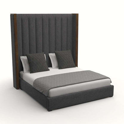 Nativa Interiors - Irenne Vertical Channel Tufted Upholstered High King Charcoal Bed - BED-IRENNE-VC-HI-KN-PF-CHARCOAL veiw 2