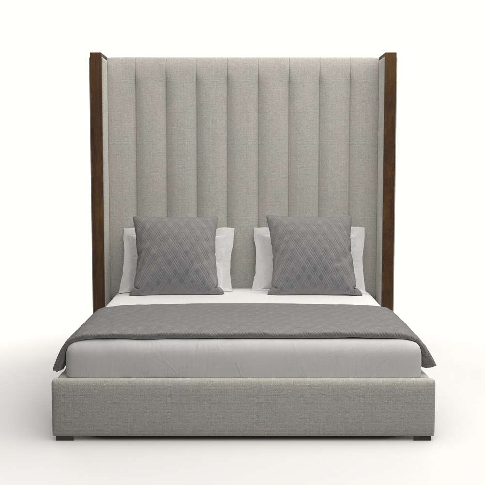 Nativa Interiors - Irenne Vertical Channel Tufted Upholstered High King Grey Bed - BED-IRENNE-VC-HI-KN-PF-GREY veiw 1