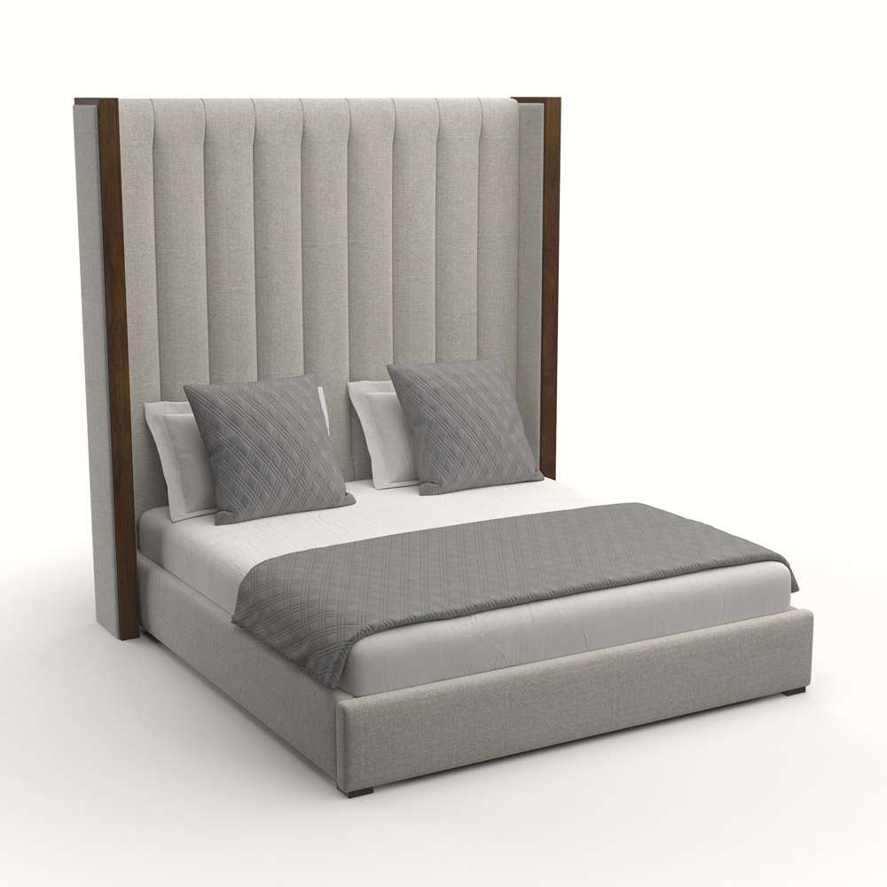 Nativa Interiors - Irenne Vertical Channel Tufted Upholstered High King Grey Bed - BED-IRENNE-VC-HI-KN-PF-GREY veiw 2