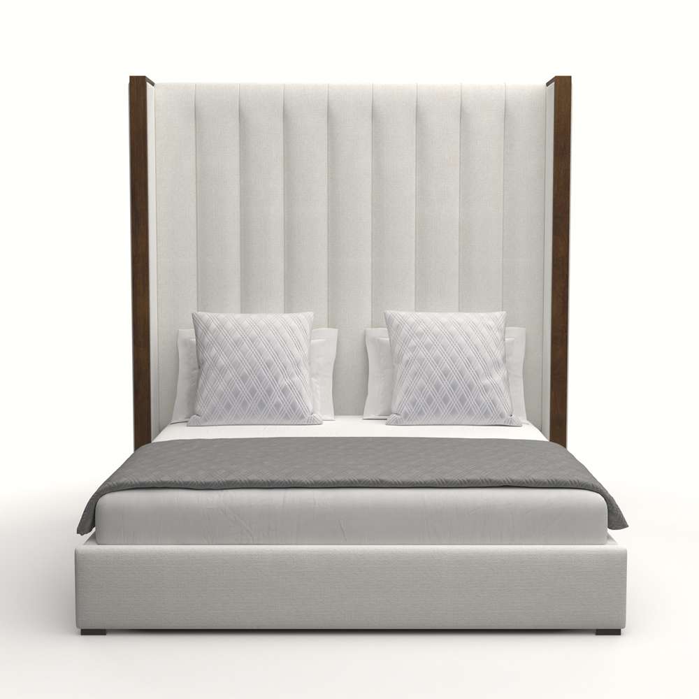 Nativa Interiors - Irenne Vertical Channel Tufted Upholstered High Queen Off White Bed - BED-IRENNE-VC-HI-QN-PF-WHITE veiw 1