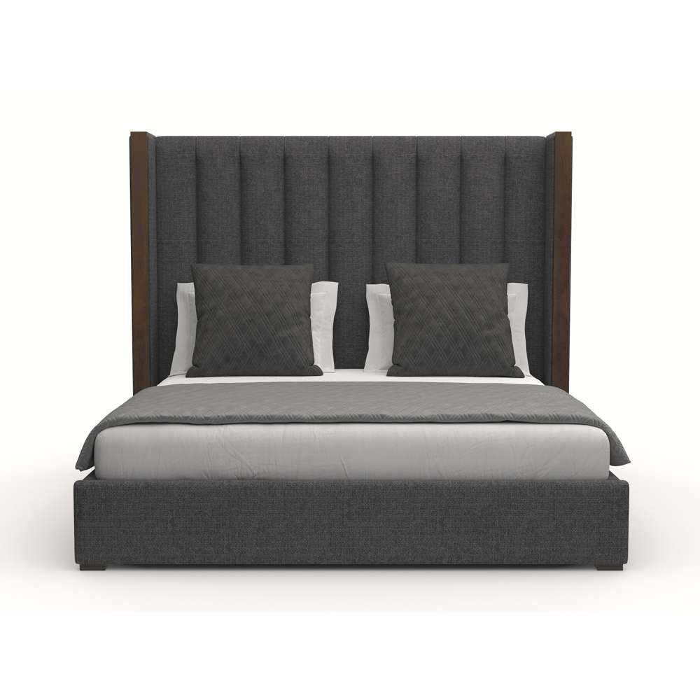 Nativa Interiors - Irenne Vertical Channel Tufted Upholstered Medium King Charcoal Bed - BED-IRENNE-VC-MID-KN-PF-CHARCOAL veiw 1