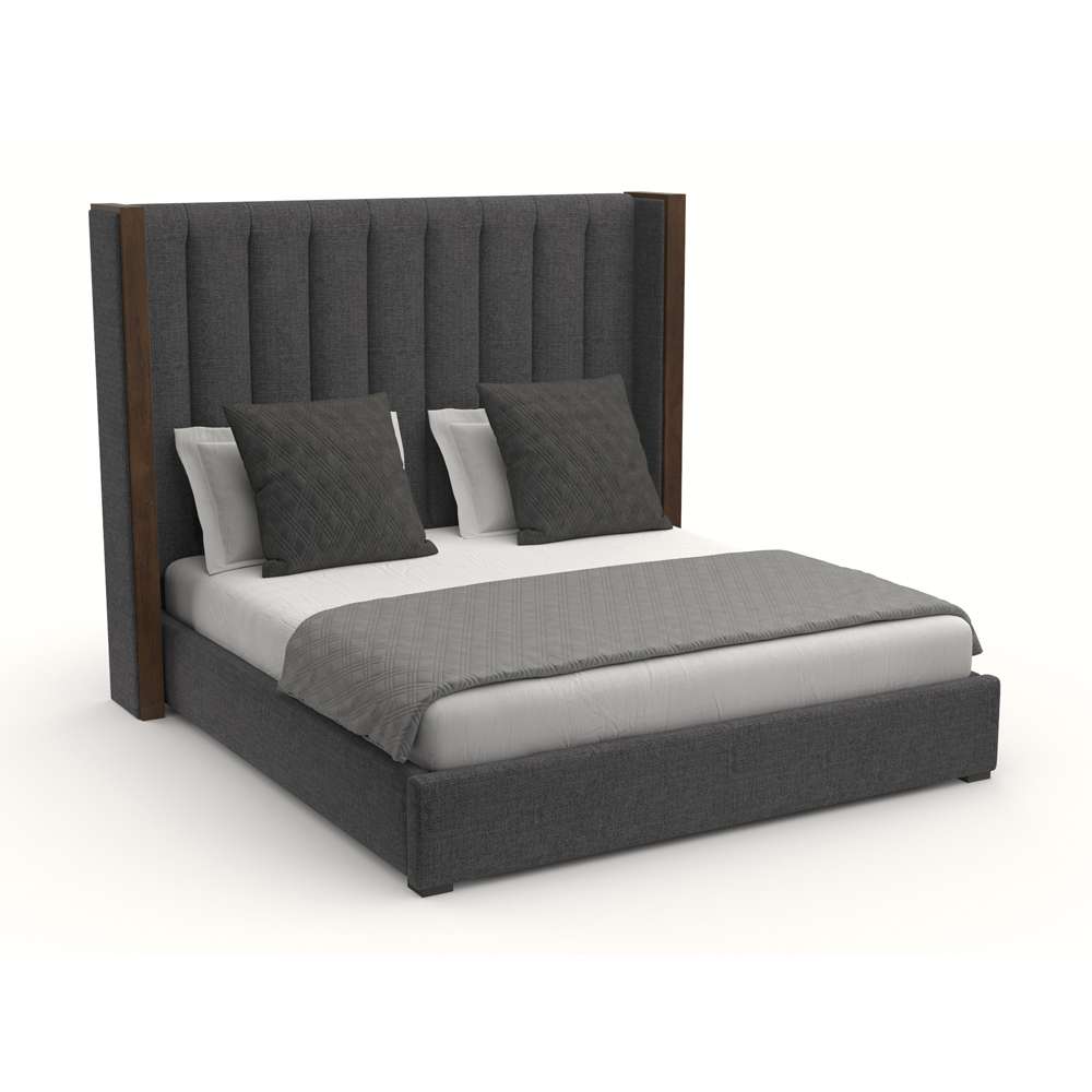 Nativa Interiors - Irenne Vertical Channel Tufted Upholstered Medium King Charcoal Bed - BED-IRENNE-VC-MID-KN-PF-CHARCOAL veiw 2