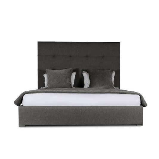 Nativa Interiors - Moyra Button Tufted Upholstered Medium King Charcoal Bed - BED-MOYRA-BTN-MID-KN-PF-CHARCOAL veiw 1