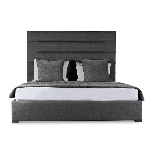 Nativa Interiors - Moyra Horizontal Channel Tufted Upholstered Medium Queen Charcoal Bed - BED-MOYRA-HC-MID-QN-PF-CHARCOAL veiw 1