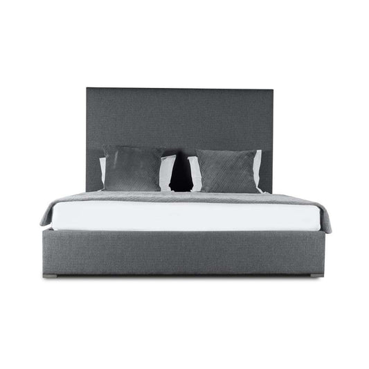 Nativa Interiors - Moyra Plain Upholstered Medium California King Charcoal Bed - BED-MOYRA-PL-MID-CA-PF-CHARCOAL veiw 1