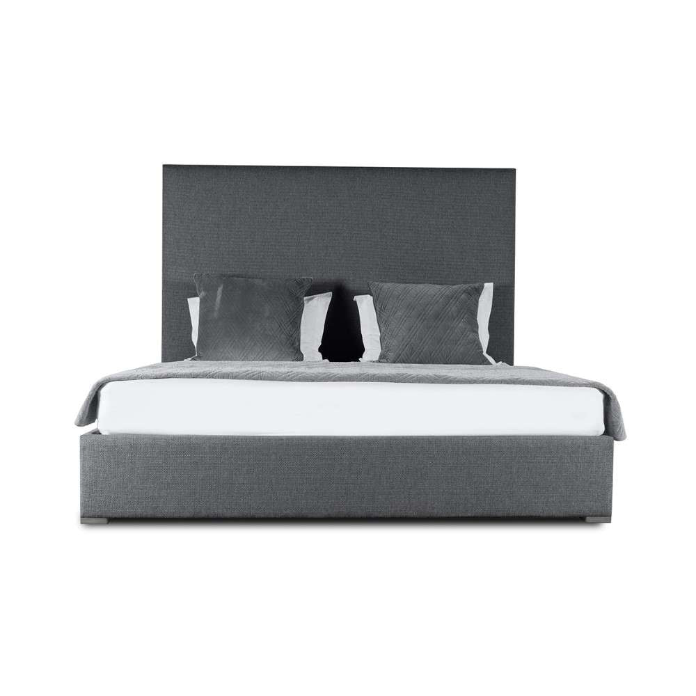 Nativa Interiors - Moyra Plain Upholstered Medium Queen Charcoal Bed - BED-MOYRA-PL-MID-QN-PF-CHARCOAL veiw 1