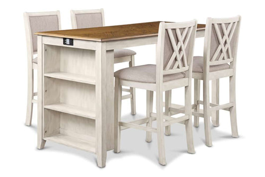 New Classic Furniture - Amy 60in Counter Table and Chairs With Stg (5 Pc) -2 Tone Bisque - D3651-60CS-BSQ veiw 1
