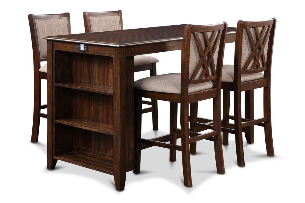New Classic Furniture - Amy 60in Counter Table and Chairs With Stg (5 Pc) -Cherry - D3651-60CS-CHY veiw 1