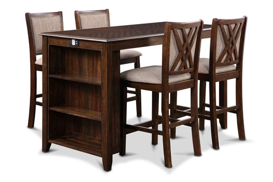 New Classic Furniture - Amy 60in Counter Table and Chairs With Stg (5 Pc) -Cherry - D3651-60CS-CHY veiw 1