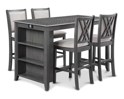 New Classic Furniture - Amy 60in Counter Table and Chairs With Stg (5 Pcs) -Gray - D3651-60CS-GRY veiw 1