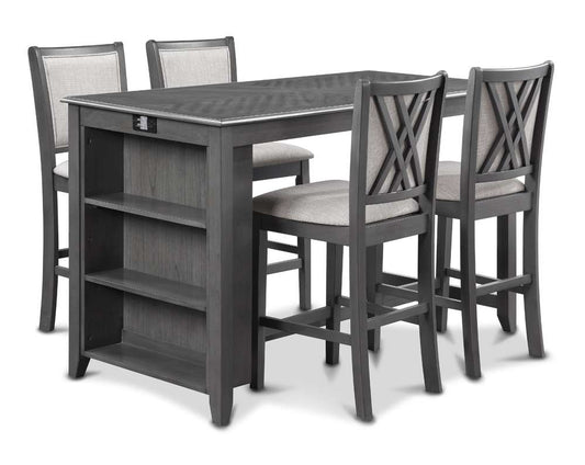 New Classic Furniture - Amy 60in Counter Table and Chairs With Stg (5 Pcs) -Gray - D3651-60CS-GRY veiw 1