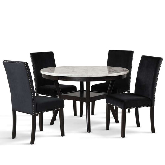 New Classic Furniture - Celeste 47in Round Dining Table-Espresso/Faux Marble And Black - 41-400-BKD4C veiw 1