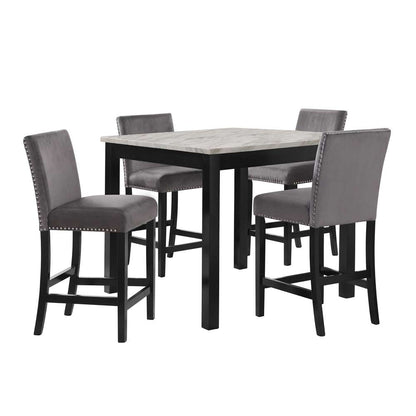 New Classic Furniture - Celeste 5Pc 42in Marble Finish Counter Table & 4 Chairs-Black - D400-52S-BLK veiw 1
