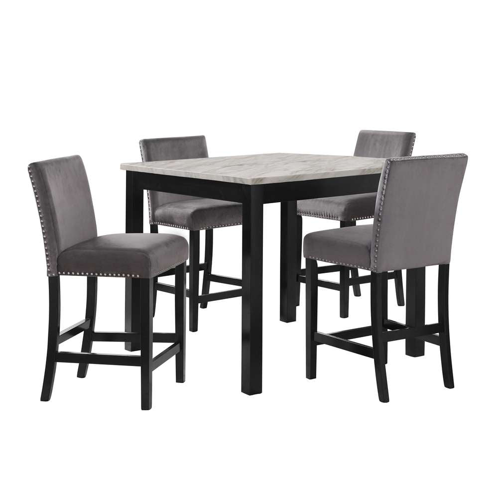 New Classic Furniture - Celeste 5Pc 42in Marble Finish Counter Table & 4 Chairs-Gray - D400-52S-GRY veiw 1
