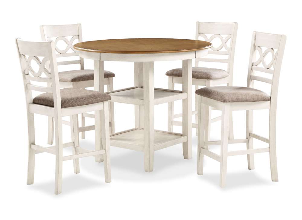 New Classic Furniture - Cori Counter 5 Pc Set-Bisque/Brown - D1719-52S-BSQ veiw 1