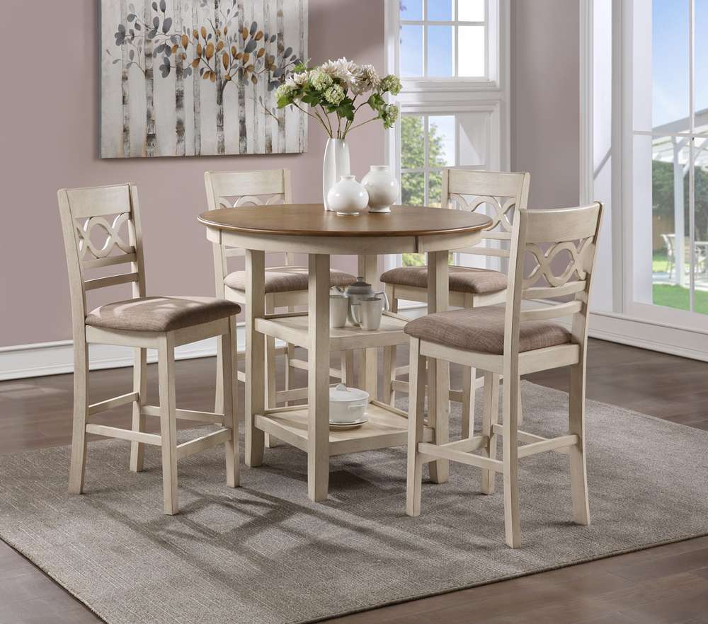 New Classic Furniture - Cori Round Dining 5 Pc Set-Bisque/Brown - D1719-50S-BSQ veiw 10