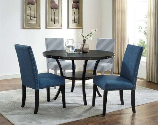 New Classic Furniture - Crispin 48in Round Dining Table & 2 Marine Blue Chairs - 40-162-MD2C veiw 1