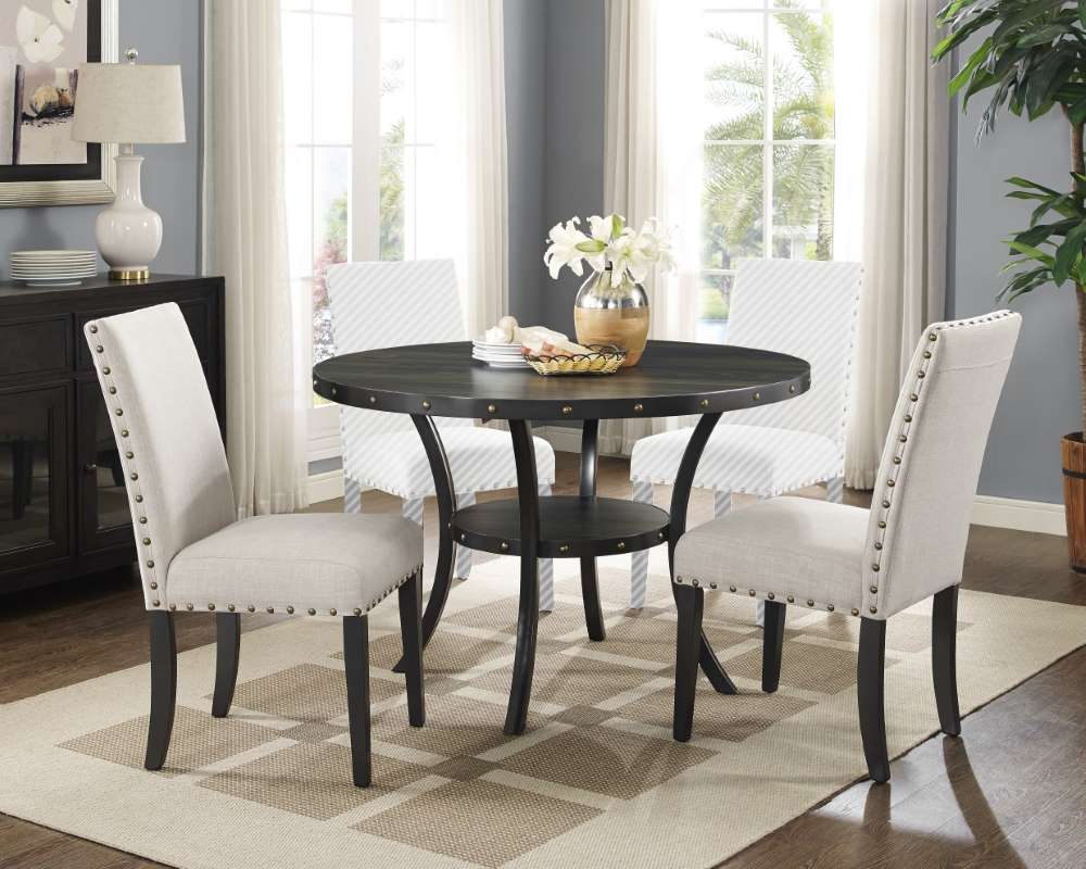 New Classic Furniture - Crispin 48in Round Dining Table & 2 Natural Beige Dining Chair - 40-162-ND2C veiw 1
