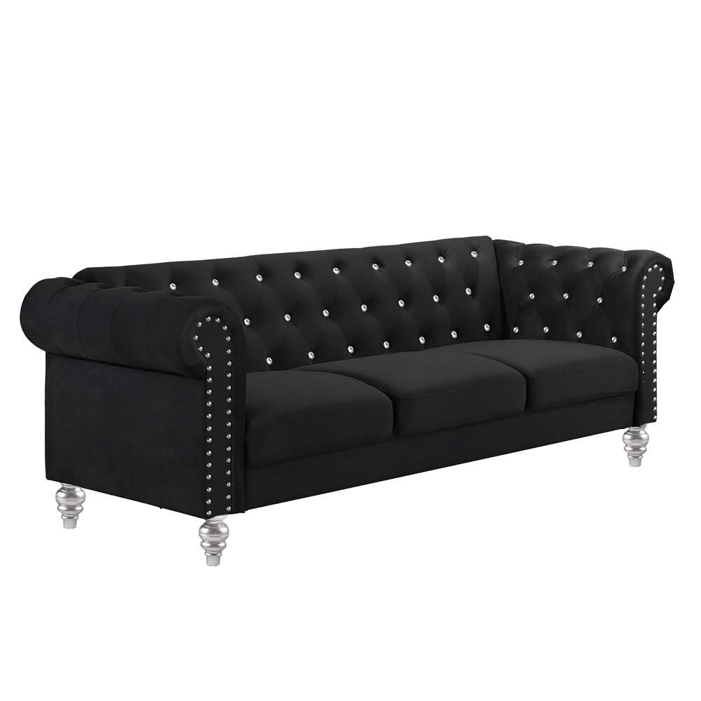 New Classic Furniture - Emma Crystal Sofa-Black - UKD13-30-BLKC veiw 1