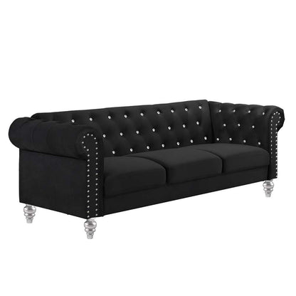 New Classic Furniture - Emma Crystal Sofa-Black - UKD13-30-BLKC veiw 1