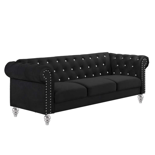 New Classic Furniture - Emma Crystal Sofa-Black - UKD13-30-BLKC veiw 1