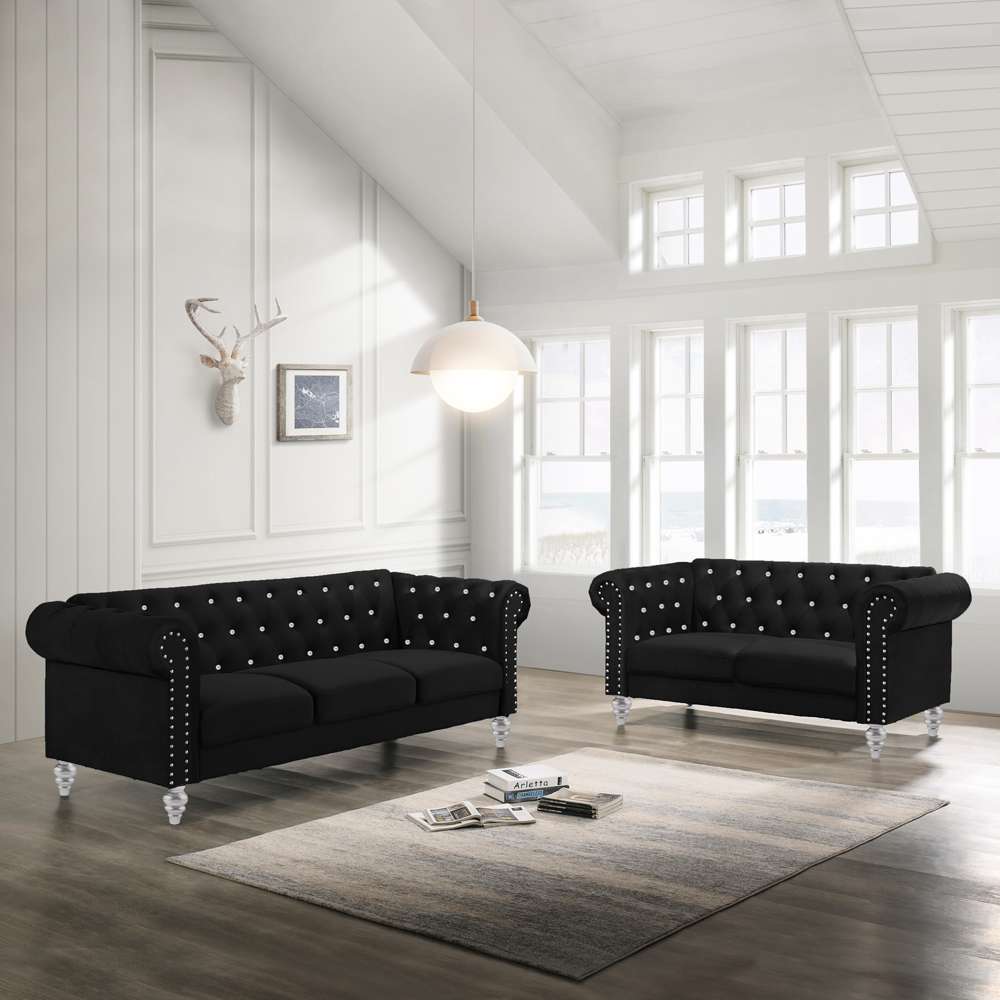 New Classic Furniture - Emma Crystal Sofa / Loveseat - Black - 20-UKD13CK-2NP veiw 1