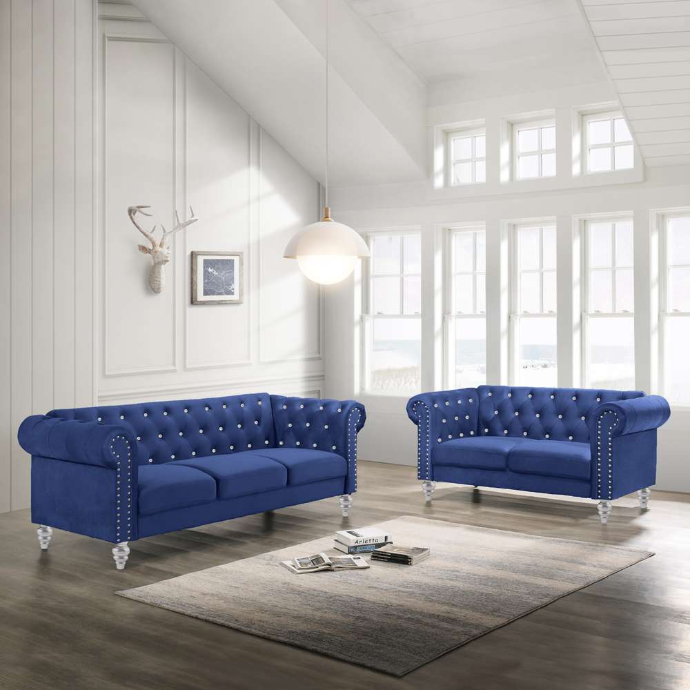 New Classic Furniture - Emma Crystal Sofa / Loveseat - Royal Blue - 20-UKD13CB-2NP veiw 1