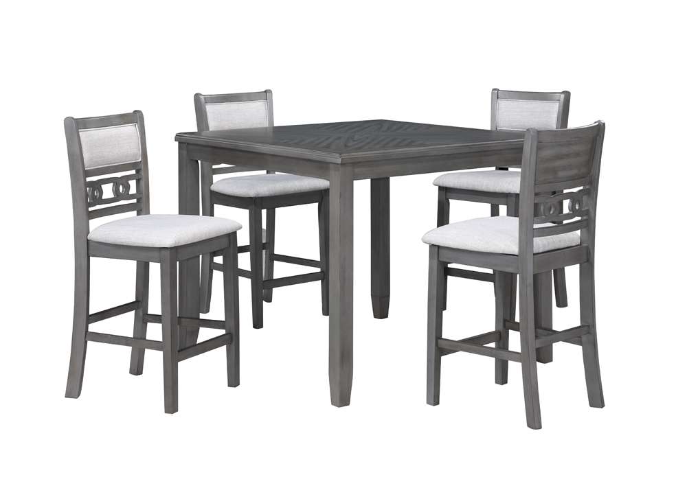 New Classic Furniture - Gia 5Pc 42in Square Counter Table & 4 Chairs-Gray - D1701-542-GRY veiw 1