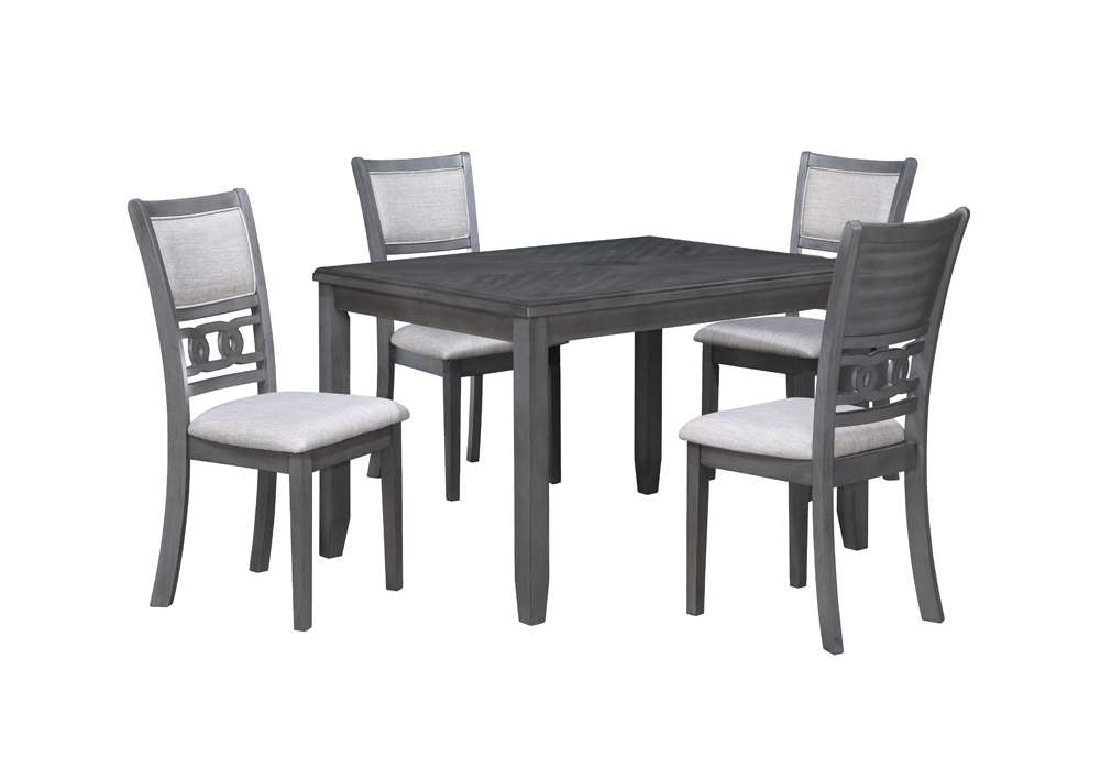 New Classic Furniture - Gia 5Pc 48in Rect. Dining Table & 4 Chairs-Gray - D1701-548-GRY veiw 1