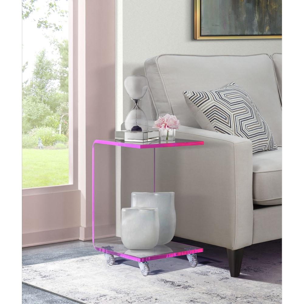Picket House Furnishings - Peek Acrylic Snack Table in Pink - CIR800STE veiw 4