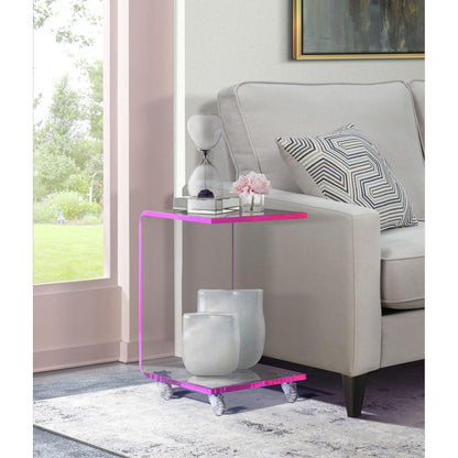 Picket House Furnishings - Peek Acrylic Snack Table in Pink - CIR800STE veiw 4