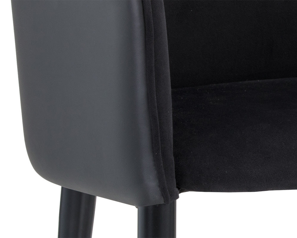 Sunpan - Ikon Asher Dining Armchair - Abbington Black / Napa Black - 105317_CLOSEOUT view 6