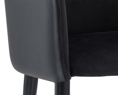 Sunpan - Ikon Asher Dining Armchair - Abbington Black / Napa Black - 105317_CLOSEOUT view 6
