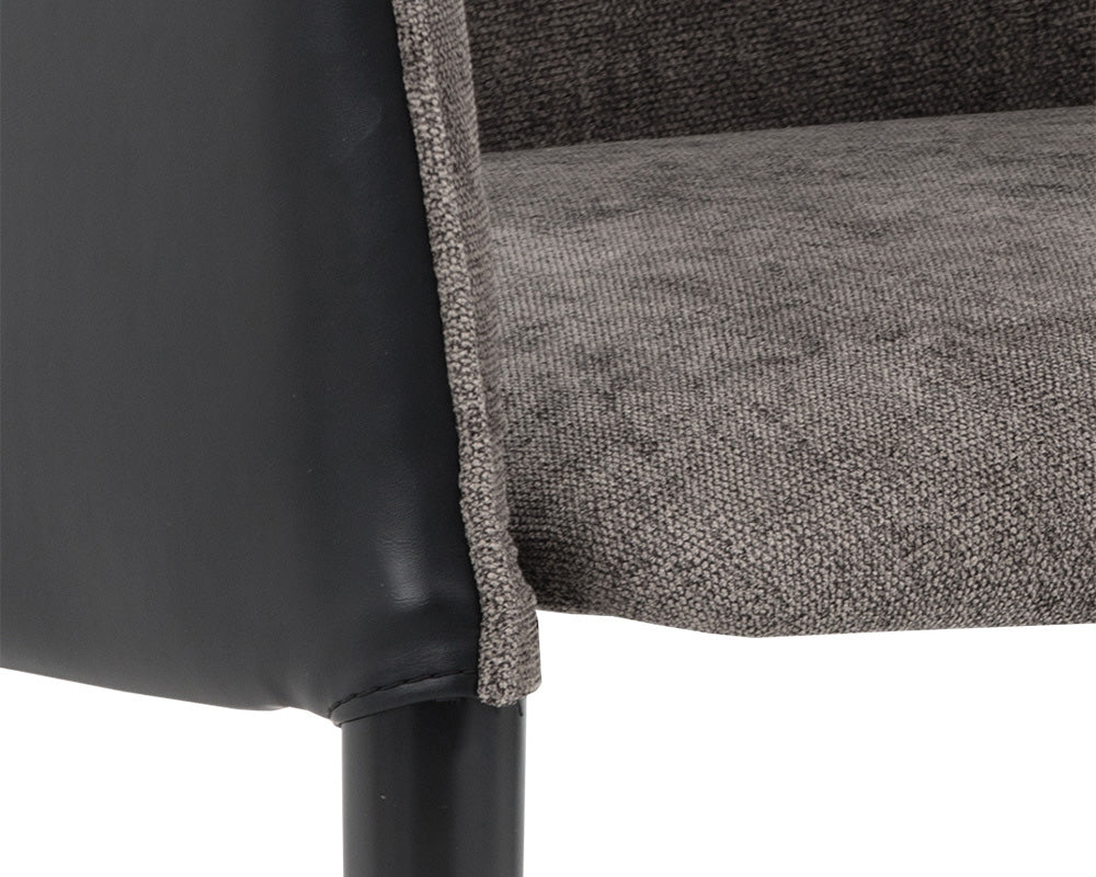 Sunpan - Ikon Asher Dining Armchair - Sparrow Grey / Napa Black - 103149_CLOSEOUT view 5