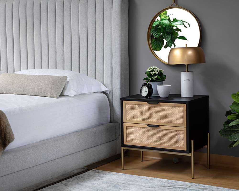 Sunpan - Artezia Avida Nightstand - Gold - Black/Natural - 107163 veiw 4