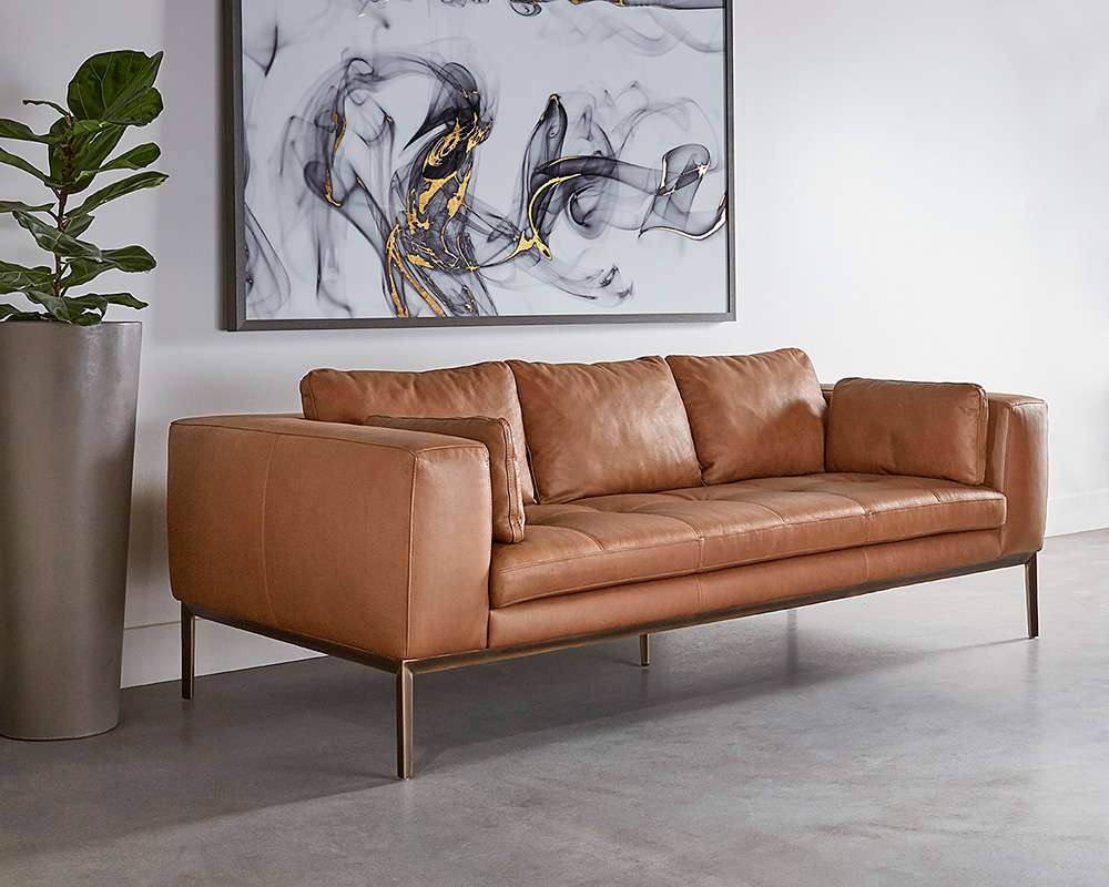 Sunpan - Irongate Burr Sofa - Behike Saddle Leather - 106139 veiw 4