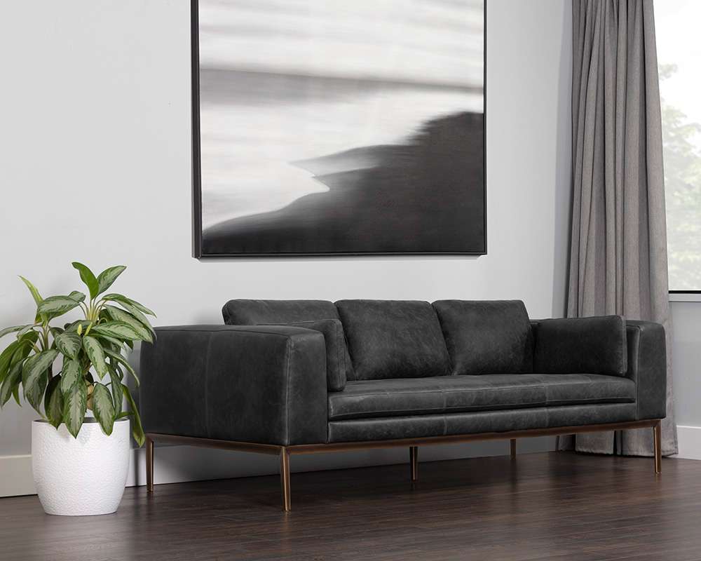Sunpan - Irongate Burr Sofa - Serbia Black Leather - 106140 veiw 4