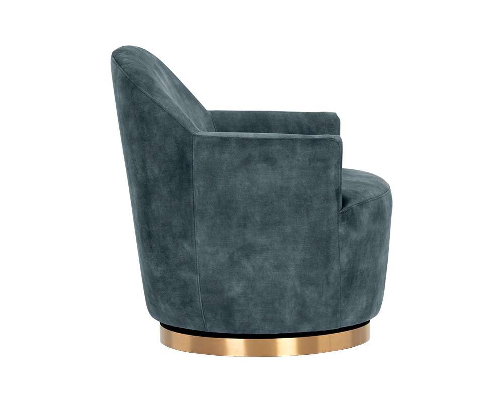 Sunpan - Casey Swivel Lounge Chair - Nono Petrol - 106595 veiw 3