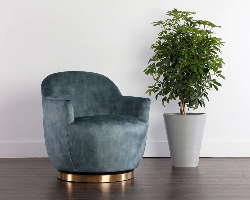 Sunpan - Casey Swivel Lounge Chair - Nono Petrol - 106595 veiw 5