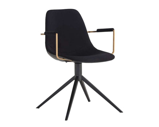 Sunpan - Junction Cassius Swivel Dining Armchair - Abbington Black / Bravo Black - 105614 veiw 1