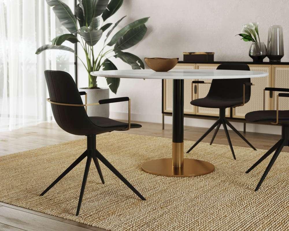 Sunpan - Junction Cassius Swivel Dining Armchair - Abbington Black / Bravo Black - 105614 veiw 4