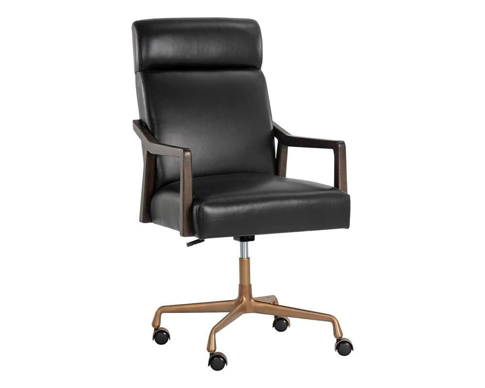 Sunpan - Westport Collin Office Chair - Brown - Cortina Black Leather - 110540 veiw 1
