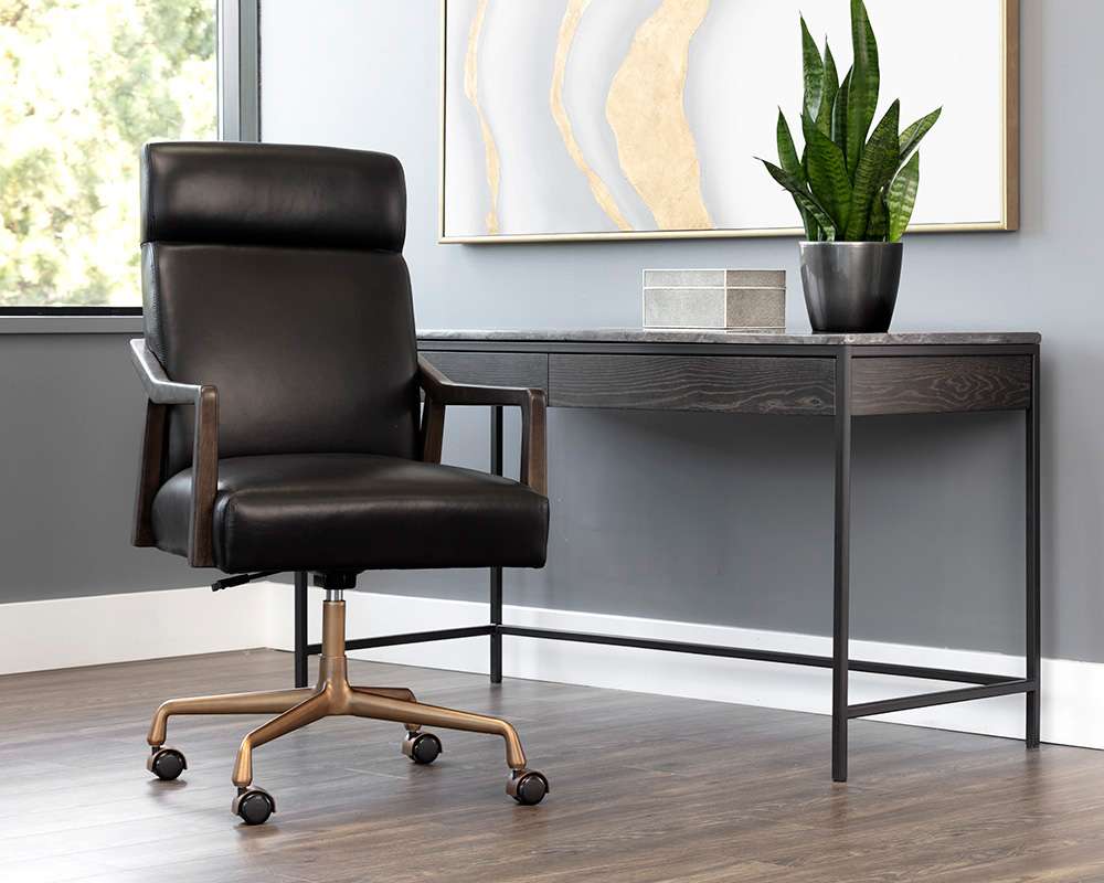 Sunpan - Westport Collin Office Chair - Brown - Cortina Black Leather - 110540 veiw 5