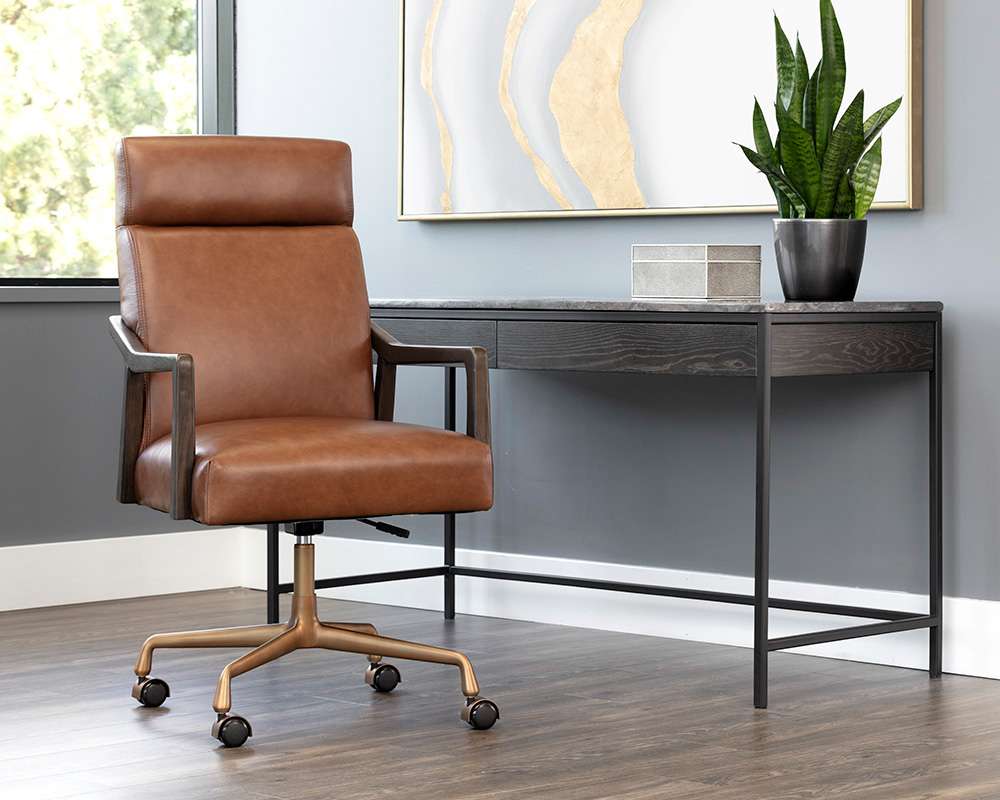 Sunpan - Westport Collin Office Chair - Brown - Shalimar Tobacco Leather - 110542 veiw 5
